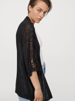 Lace-embroidered Cardigan