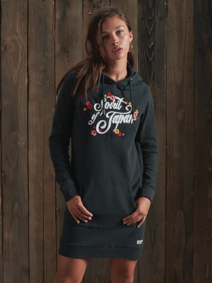 Folk Floral Hooded Sweat Dress