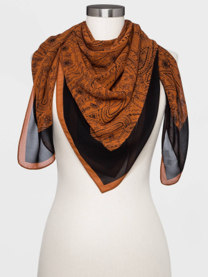 Women's Oversize Paisley Print Square Scarf - A New Day™ Brown One Size