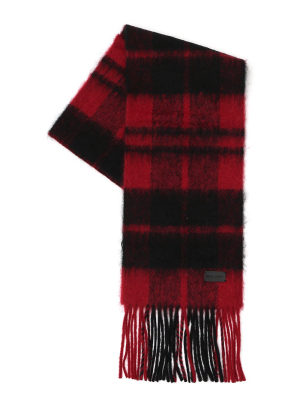 Saint Laurent Plaid Fringed Scarf