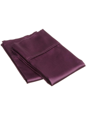 Blue Nile Mills Solid 300-thread Count Pillowcase Set, Standard, Plum