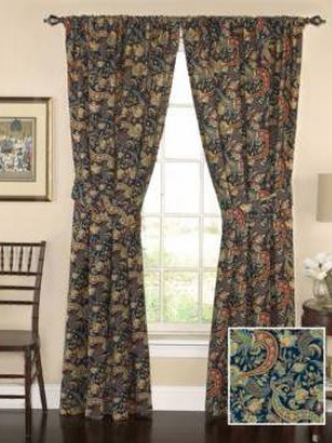 Set Of 2 (84"x50") Rhapsody Floral Light Filtering Curtain Panels Navy - Waverly
