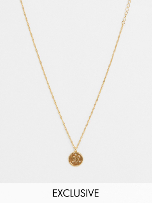 Reclaimed Vintage Inspired Premium 14k Leo Horoscope Necklace In Gold