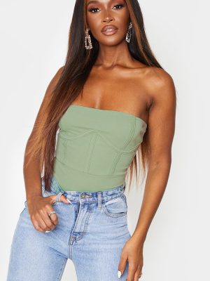 Sage Green Crepe Structured Underbust Bandeau...