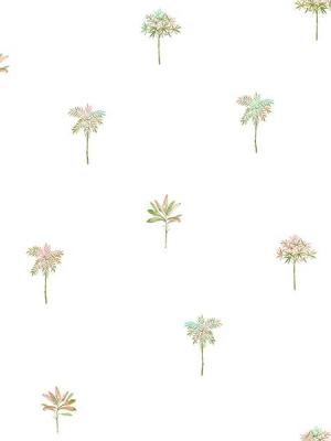 Palmetto Pink Leaves Wallpaper From The Seaside Living Collection By Brewster Home Fashions