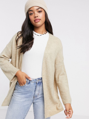 Jdy Cardigan In Brushed Knit In Cream