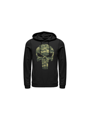 Men's Marvel Punisher Camo Skull Symbol Pull Over Hoodie