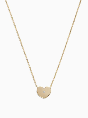 Effy Kidz 14k Yellow Gold Diamond Heart Necklace, 0.01 Tcw