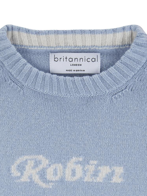 Camden Personalised Cashmere Baby Sweater - Powder Blue