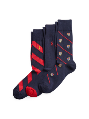 Stripe & Crest Trouser Sock 3-pack