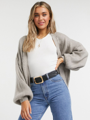 Asos Design Oversize Cardigan In Taupe