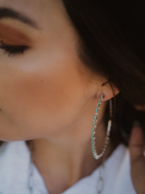 Large Delicate Turquoise Hoops | Turquoise