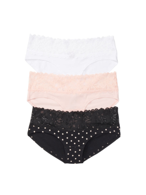 Victoria's Secret 3-pack Cotton Lace Trim Hiphugger Panties