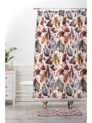 Autumn Leaves Shower Curtain Green - Deny Designs