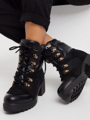 Raid Acorn Chunky Hiker Boots In Black Mix