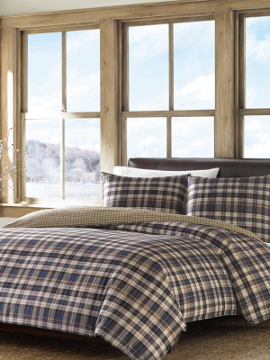 Port Gamble Plaid Duvet Cover And Sham Set Navy - Eddie Bauer®