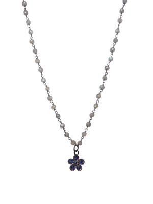 Natural Stone Beaded Diamond Flower Necklace