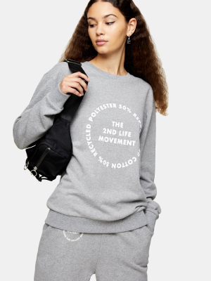 2nd Life Graphic Sweatshirt In Gray Marl