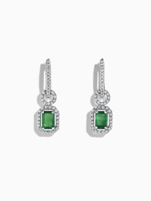 Effy Brasilica 14k White Gold Emerald And Diamond Earrings, 1.47 Tcw