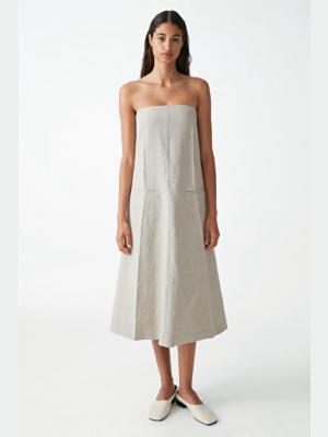 Linen Strapless Tailored Dress