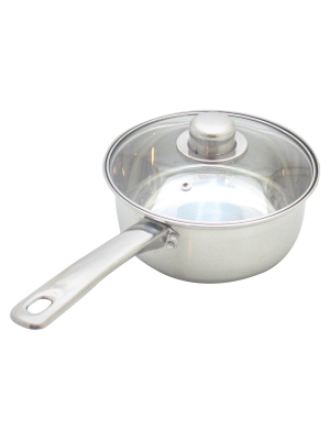 Gourmet Chef 2qt Stainless Steel Saucepan With Glass Lid