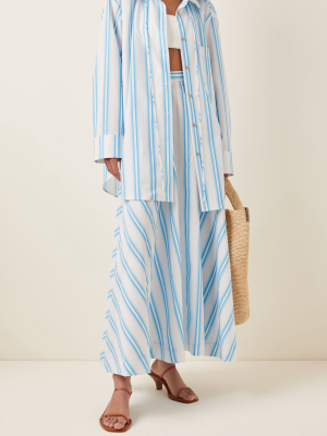 Ashley Oversized Drawstring-detailed Striped Organic Cotton Shirt