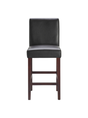 Set Of 2 25.5" Liam Leather Counter Height Barstool Chocolate Dark Brown - Serta