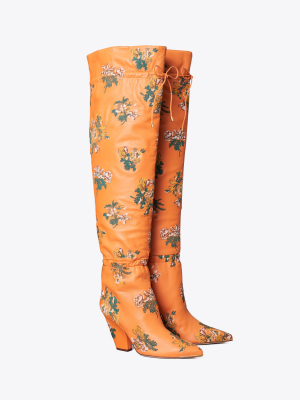 Lila Embroidered Over-the-knee Scrunch Boot