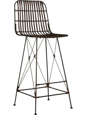 Millie Wicker Bar Stool Croco Brown (set Of 2)