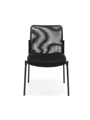 Mesh Back Upholstered Armless Side Chair Black - Ofm