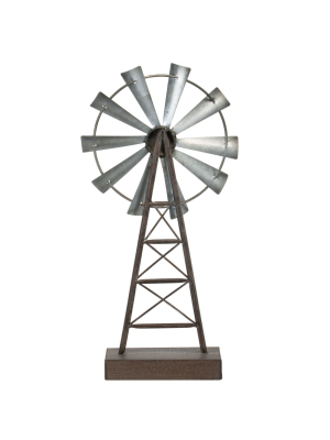 Distressed Metal Windmill Table Decor - Foreside Home & Garden