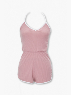 Ribbed Halter Romper