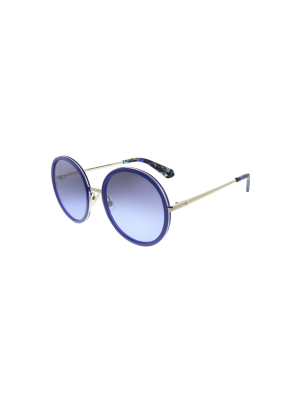 Kate Spade Lamonica/s Ky2 Womens Round Sunglasses Blue Gold 54mm