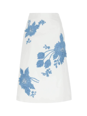 Prada Floral Embroidered Midi Skirt