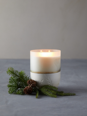 Illume Frosted Glass Candle, Large Balsam + Cedar