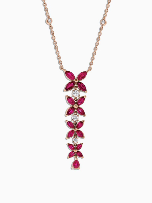 Effy Ruby Royale 14k Rose Gold Ruby And Diamond Necklace, 3.89 Tcw