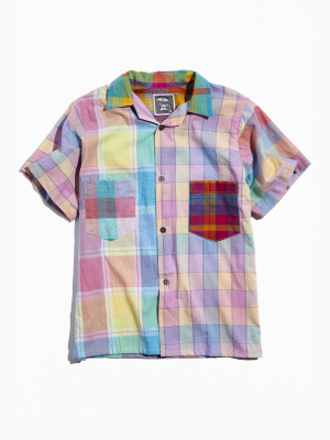 Pentimento Upcycled Madras Short Sleeve Button-down Shirt