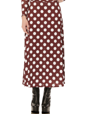 Sophia Knit Midi Skirt - Brown Polka Dot