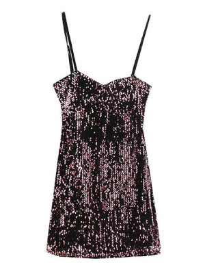 'kailey'  Sequinned Strap Mini Dress (3 Colors)