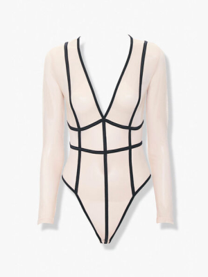 Caged Sheer Mesh Teddy