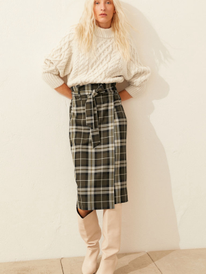 Tie-belt Wrapover Skirt