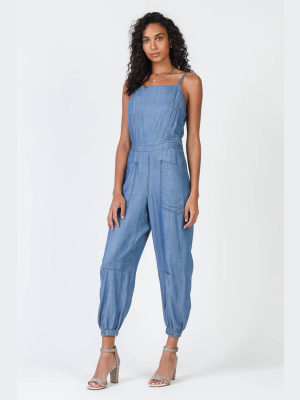 Square Neck Chambray Cami Jumpsuit