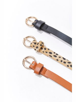 Cheetah Print Skinny Waist Belt Set