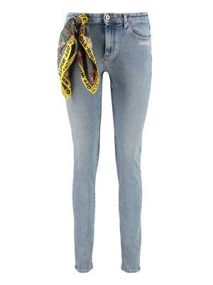 Off-white Printed Foulard Detail Slim-fit Jeans