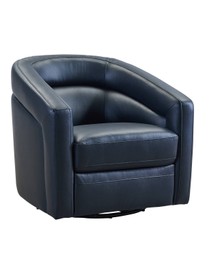 Desi Contemporary Swivel Accent Chair Black Leather - Armen Living