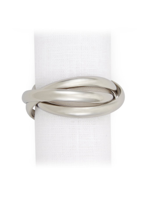 Triple Napkin Rings, Set Of 4 Platinum