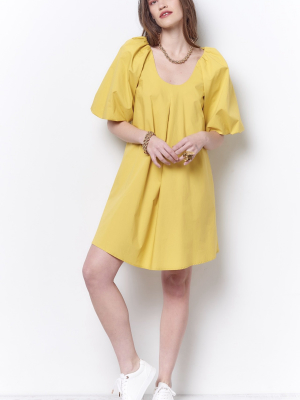 Hariette Puff Sleeve Swing Dress - Poplin