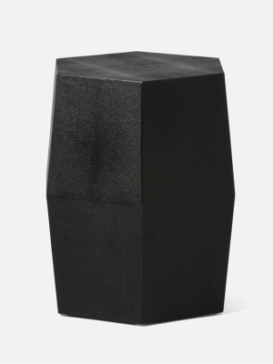 Daryl Stool Black Faux Shagreen