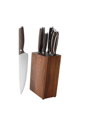 Berghoff Rosewood 7 Pc Stainless Steel Cutlery Set With Block