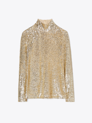 Sequin Embellished Turtleneck